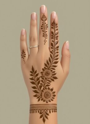 Modern Back Hand Mehndi Design gives classy vibes