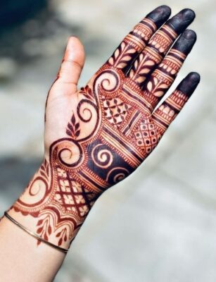 Modern Front Hand Mehndi Design gives a classy look