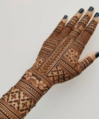 Net-pattern Mehndi Design looks trendy