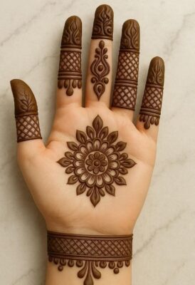 Shaded Easy Mehndi Design adds depth to the pattern