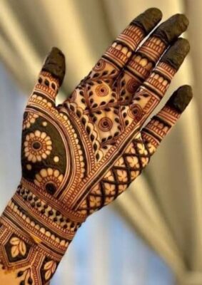 Shading adds depth to a Royal Front Hand Mehndi Design