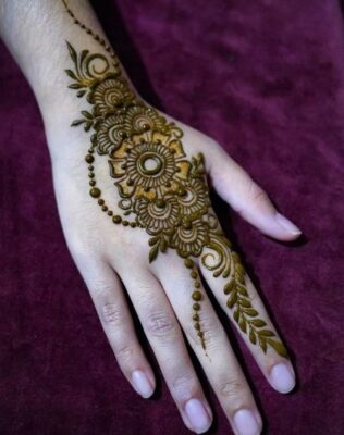 Simple Arabic Mehndi Design for Front Hand