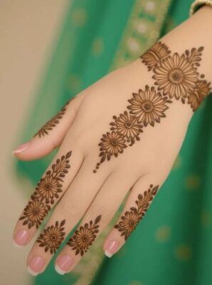 Simple Back Hand Mehndi Design is great for quick application
