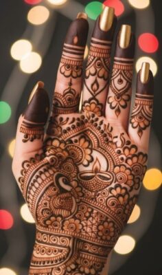 Simple floral Mehndi Design Front Hand is always pretty