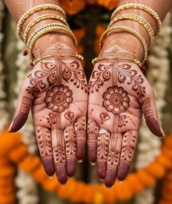 Simple lines create beautiful Front Hand Mehndi Design