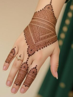 Traditional Back Hand Mehndi Design enhances beauty