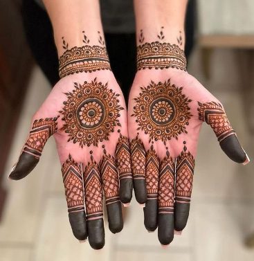 Traditional Front Hand Mehndi Design enhances festive vibes