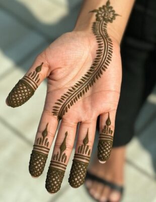 Traditional Front Hand Simple Mehndi Design adds charm