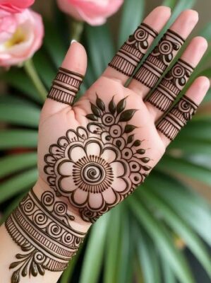 Traditional beauty shows in Front Hand Simple Mehndi Design