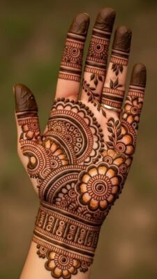 Unique Front Hand Mehndi Design attracts attention instantly