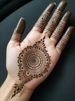 You can add shading to a Front Hand Simple Mehndi Design for depth