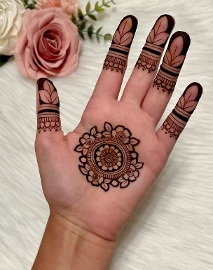 You can keep your Front Hand Simple Mehndi Design minimal or decorative