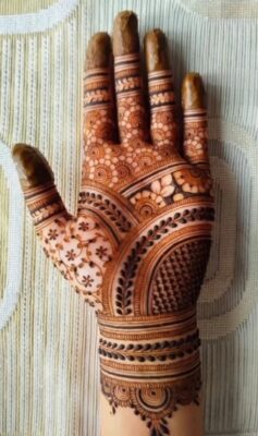 Young girls admire a Royal Front Hand Mehndi Design for its beauty