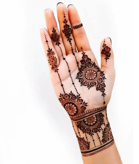 Any festive look becomes better with an easy mehndi design.