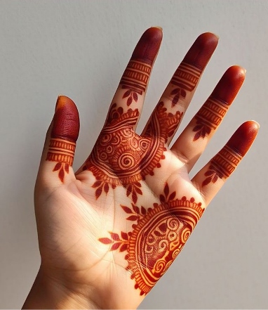 Beginners love easy mehndi design front hand patterns because they are quick to apply