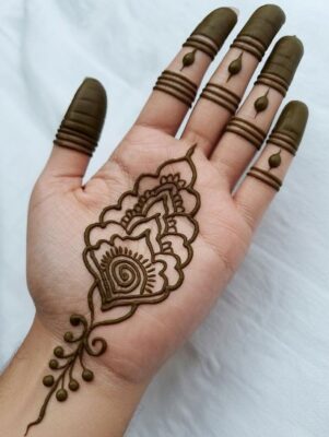Front Hand Simple Mehndi Design enhances natural hand beauty