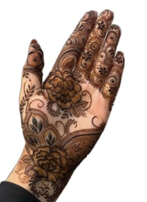 Front Hand Simple Mehndi Design highlights palm beauty
