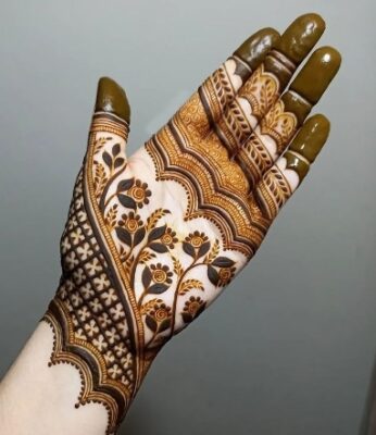 Front Hand Simple Mehndi Design highlights palm beauty