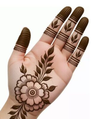 Front Hand Simple Mehndi Design suits beginners very well