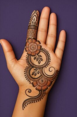 Full Hand Mehndi Design includes floral and paisley motifs