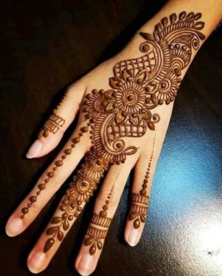 Mehndi Design Back Hand matches traditional outfits