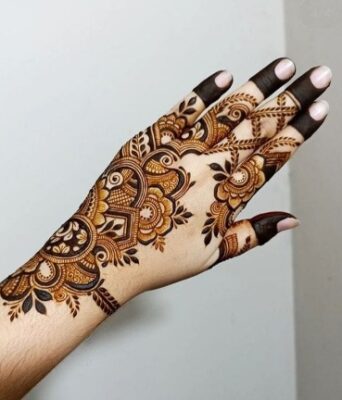 Stylish Back Hand Mehndi Design blends tradition with modern style