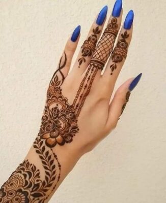 Stylish Back Hand Mehndi Design gives a trendy and stylish finish