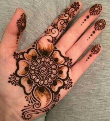 Easy Mehndi Design Front Hand is ideal for small functions