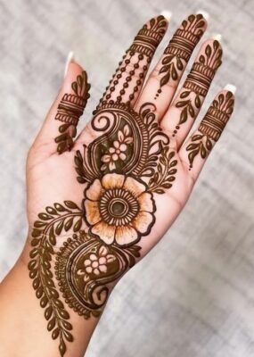 Easy Mehndi Design Front Hand suits girls of all ages