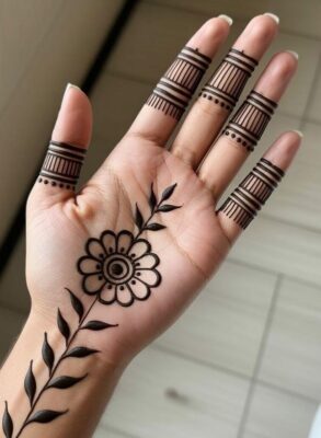 Front Hand Simple Mehndi Design enhances the natural beauty of hands