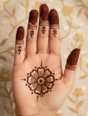 Front Hand Simple Mehndi Design gives a modern and soft look