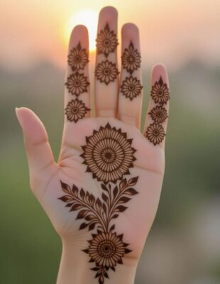 Front Hand Simple Mehndi Design is easy to draw and apply