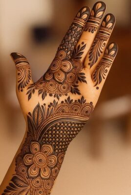Instagram Stylish Royal Front Hand Mehndi Design is perfect for bridal photoshoots