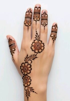 Mehndi Design Back Hand looks attractive with fine lines