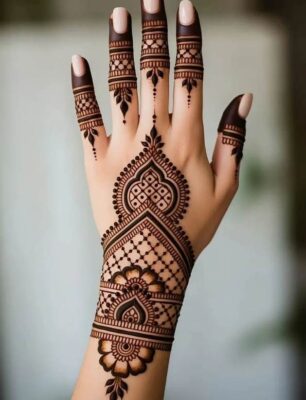 Mehndi Design Back Hand suits both simple and heavy patterns
