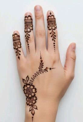 Mehndi Design Back Hand works well for engagement ceremonies