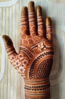 Mehndi Design Photo shows both front and back hand designs