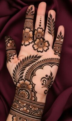 Mehndi Designs match well with ethnic jewelry