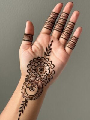 New Simple Mehndi Design is also suitable for back hands