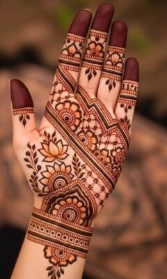 Royal Front Hand Mehndi Design adds grace to traditional outfits
