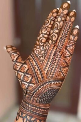 Royal Front Hand Mehndi Design creates a majestic appearance