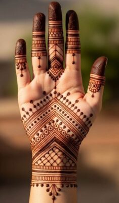Royal Front Hand Mehndi Design creates a traditional royal vibe