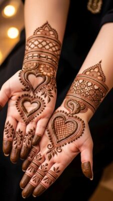 Royal Front Hand Mehndi Design enhances the beauty of bridal hands