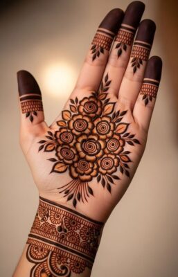 Royal Front Hand Mehndi Design enhances the overall bridal look