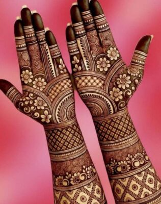 Royal Front Hand Mehndi Design enhances the overall bridal look