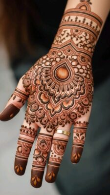 Royal Front Hand Mehndi Design features detailed and intricate patterns
