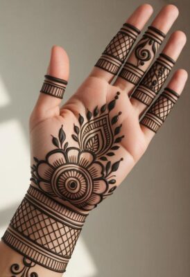 Royal Front Hand Mehndi Design is detailed yet well balanced