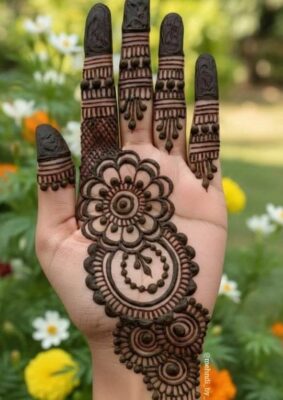 Royal Front Hand Mehndi Design is perfect for grand wedding functions