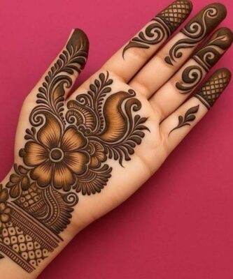 Royal Front Hand Mehndi Design is suitable for full palm decoration