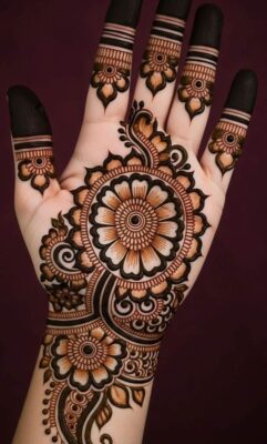 Royal Front Hand Mehndi Design is suitable for full palm decoration